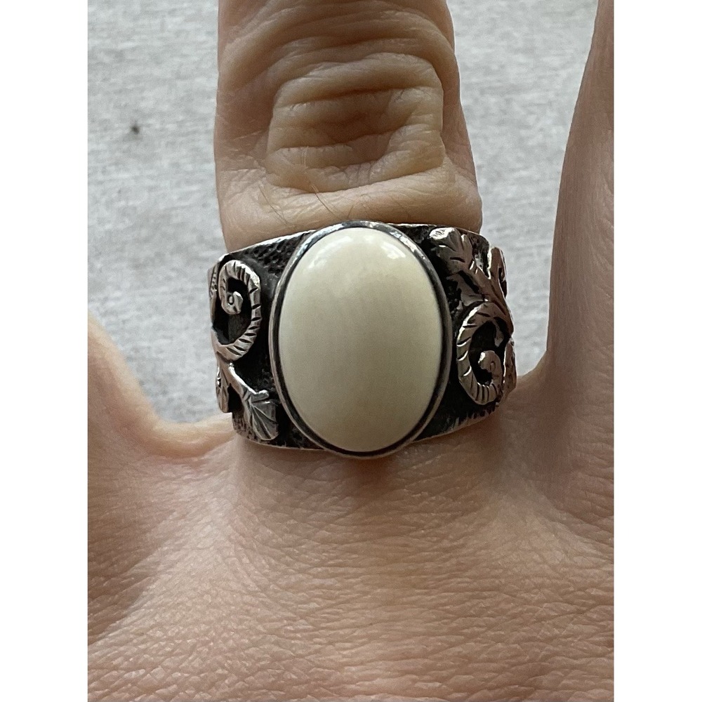 Silpada 925 Sterling Silver oval white bamboo coral Ring Size 7 Vintage - Picture 6 of 7